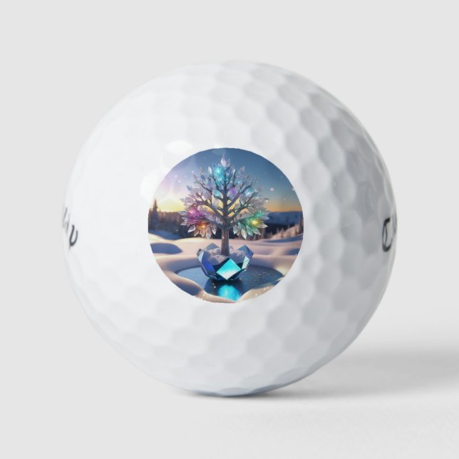 Glaskristall, Glitzer innen, Kristallbäume Golfball (Vorderseite)