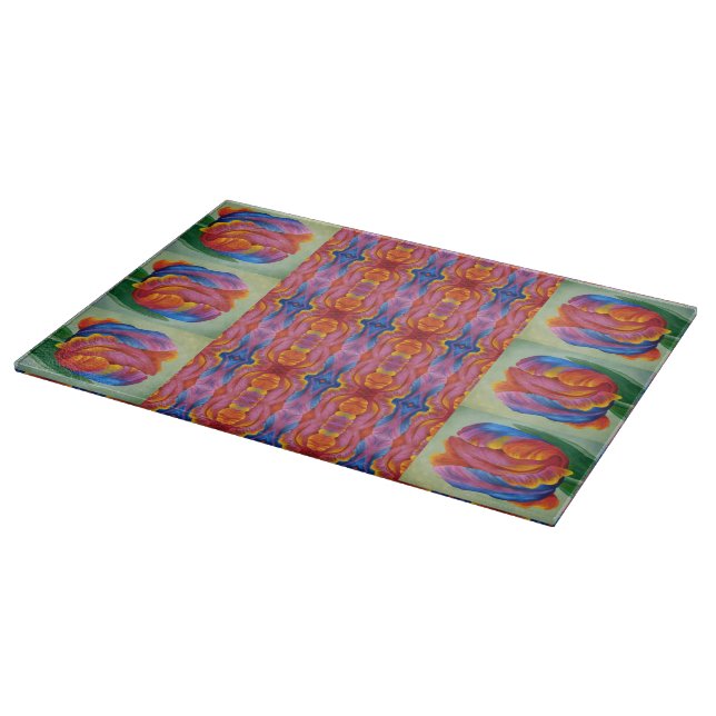 Glasküchenschneider - Rainbow Tulip A Schneidebrett (Ecke)