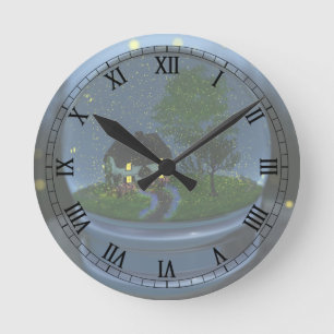 Glaskugel mit Leuchtkäfern Uhr