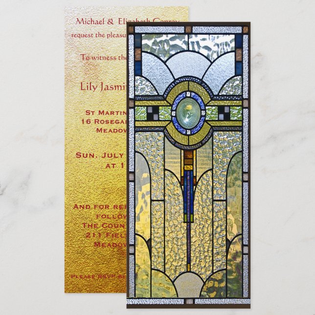 Glaskunst Deko Taufen Hochzeit einladen Einladung (Vorne/Hinten)