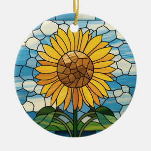 Glaskunst, Sonnenblumengestanztes Glas Keramik Ornament