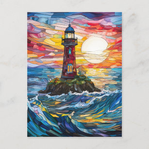 Glasküste Leuchtturm Kunst, Dichtung und Musik Postkarte