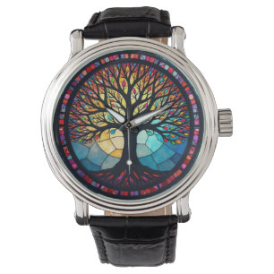 Glasmalerei Baum des Lebens Armbanduhr