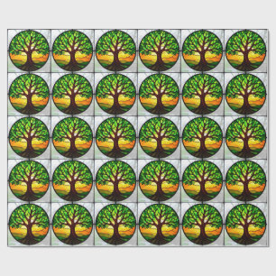 Glasmalerei Baum des Lebens Geschenkpapier