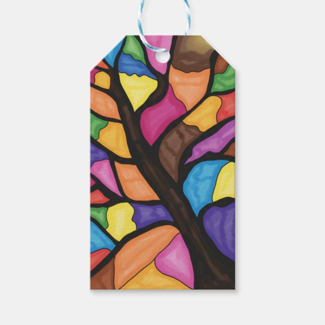 Glasmalerei Baum Kunst Geschenkanhänger (Vorderseite)