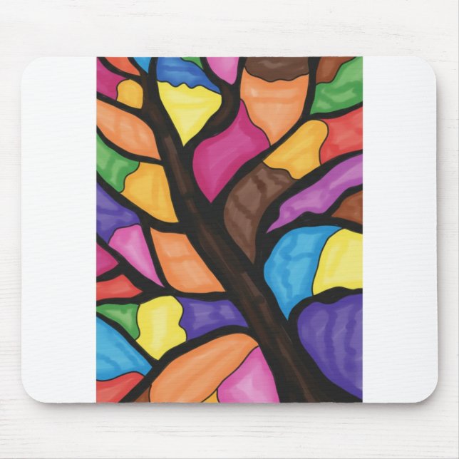 Glasmalerei-Baum-Kunst  Mousepad (Vorne)
