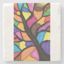Glasmalerei-Baum-Kunst  Steinuntersetzer