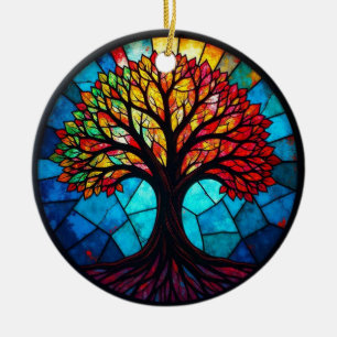 Glasmalerei Kunst, Baum des Lebens Glasmalerei Keramik Ornament