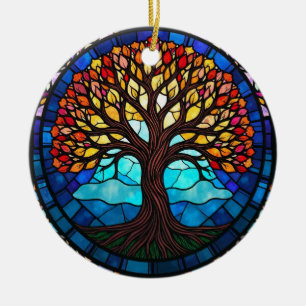 Glasmalerei Kunst, Baum des Lebens Glasmalerei Keramik Ornament