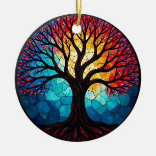 Glasmalerei Kunst, Baum des Lebens Glasmalerei Keramik Ornament