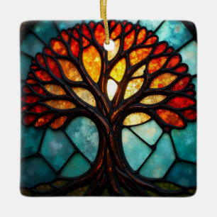 Glasmalerei Kunst, Baum des Lebens Glasmalerei Keramikornament