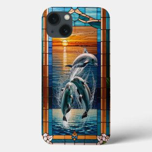 Glasmalerei mit spielenden Delfinen Case-Mate iPhone Hülle