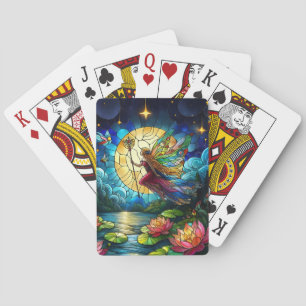 Glasmalerei Mondlicht Flug Fee Spielkarten