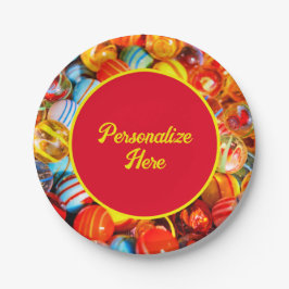 Glasmarmor bunt pappteller