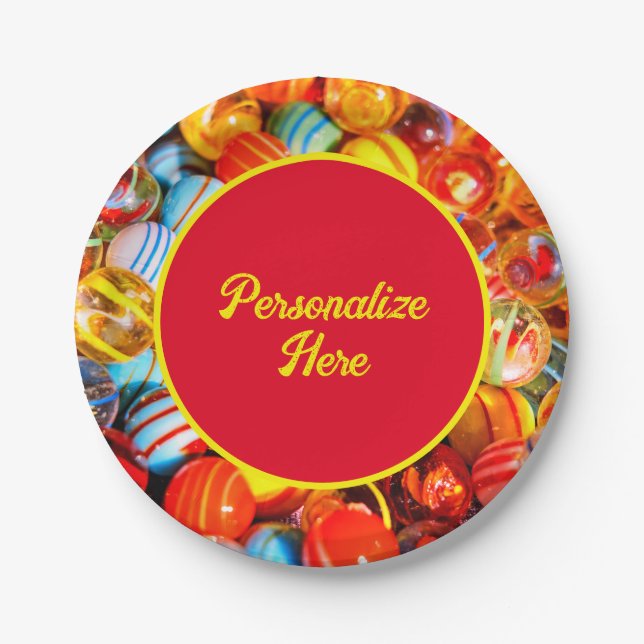 Glasmarmor bunt pappteller (Vorderseite)