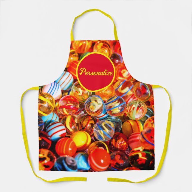Glasmarmor bunt Vintag nostalgisch Schürze (Vorderseite)