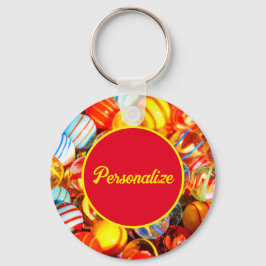 Glasmarmor Vintage alte Schule farbig Schlüsselanhänger