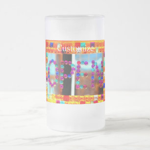 Glasperlenzeichen Mattglas Bierglas