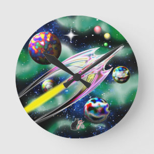 Glasrakete Runde Wanduhr