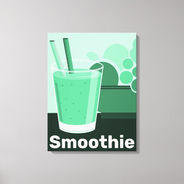 Glass Black-White-Green Kitchen Wall Art - Leinwan Leinwanddruck (Vorderseite)