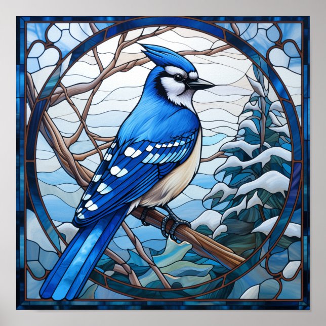 Glass Blue Jay Poster (Vorne)