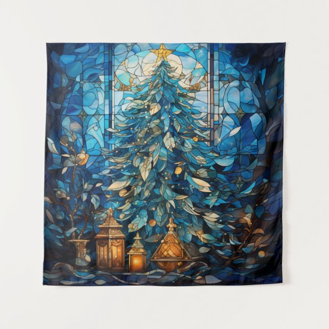 Glass Blue Weihnachtsband Wandteppich (Vorderseite)