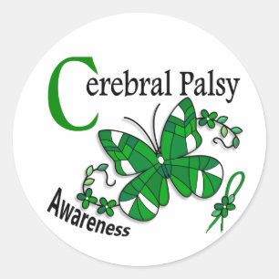 Glass Butterfly 2 Cerebra Palsy Runder Aufkleber