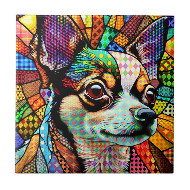 Glass Chihuahua Dog 171 aus Multicolor Fliese (Vorderseite)
