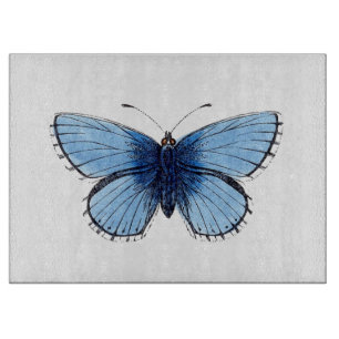 Glass Chopping Board - Blauer Schmetterling Schneidebrett