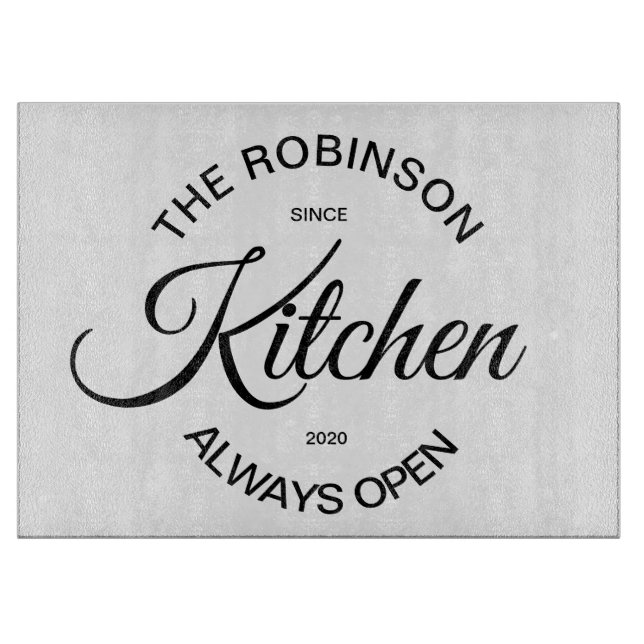 Glass Chopping Board - Familienname Schneidebrett (Vorderseite)