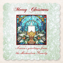 Glass Christmas Candle Holly Green Glitzer Untersetzer