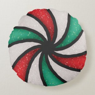 Glass Christmas Candy Peppermint Minze Rundes Kissen