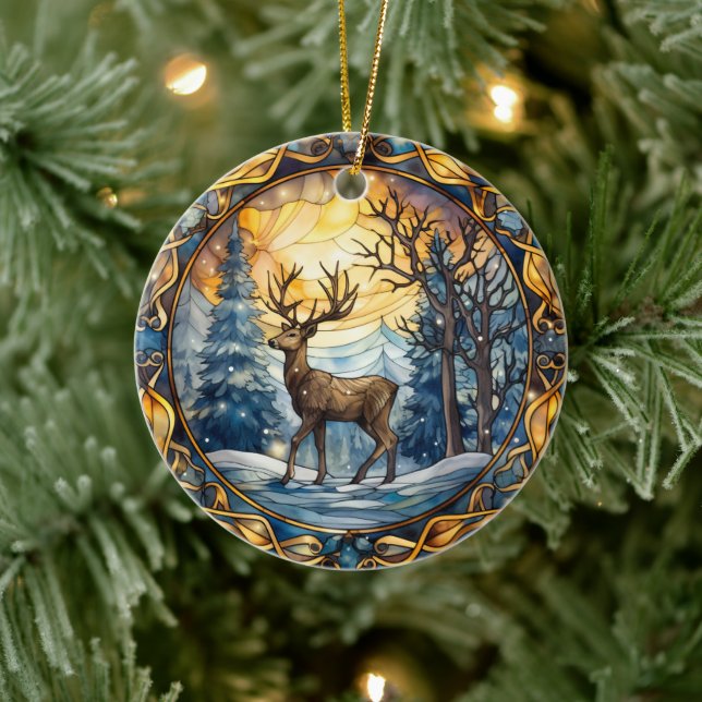 Glass Christmas Deer Ornament (Baum)