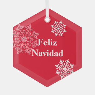 Glass Christmas Ornament Feliz Navidad