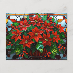 Glass Christmas Poinsettia Blume Feiertagspostkarte