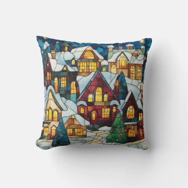 Glass Christmas Scene Kissen (Vorderseite)