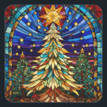 Glass Christmas Tree Quadratischer Aufkleber<br><div class="desc">Weihnachtsbaum aus Glas,  saisonale Gestaltung.</div>