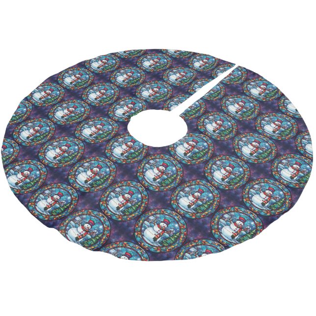 Glass Christmas Tree Skirt Polyester Weihnachtsbaumdecke (Schrägansicht)