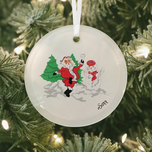 Glass Circle Ornament :  Santa Claus  Aus Glas (InSitu)