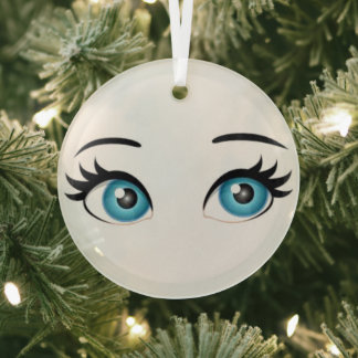 Glass Circle Ornament w/ Blue Eyes Aus Glas