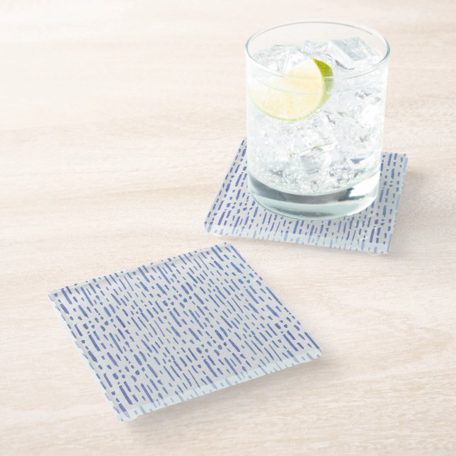 Glass Coaster - Blue Pattern Glasuntersetzer (Schrägansicht)