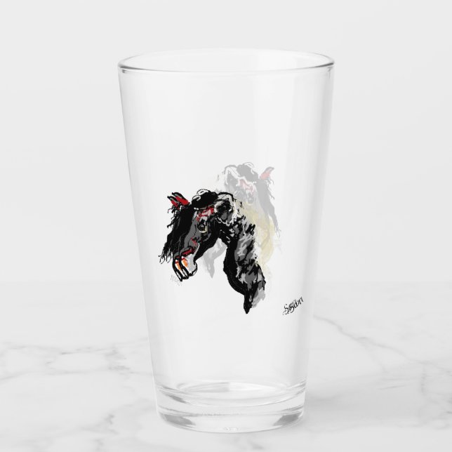 Glass Cup : Pferd mit Durst Glas (Vorderseite)