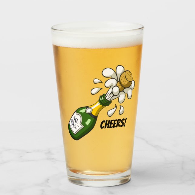 Glass Cup Pop der Cork! Glas (Vorne (Gefüllt))