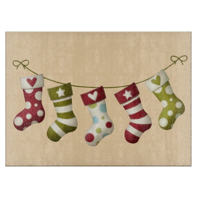 Glass Cutting Board/Christmas Strumpfs Schneidebrett (Vorderseite)