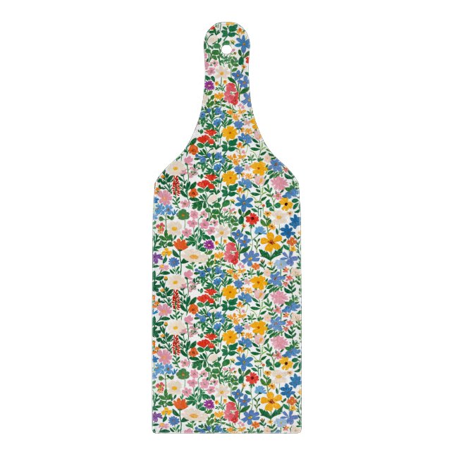 Glass Cutting Board - Happy Floral Flower Pattern. Schneidebrett (Vorderseite)