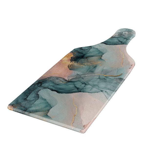 Glass Cutting Board - Marble Effect Pattern Schneidebrett (Ecke)