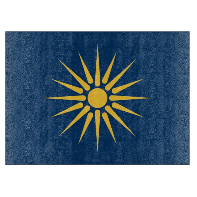 Glass cutting board with Flag of Macedonia, Greece Schneidebrett (Vorderseite)