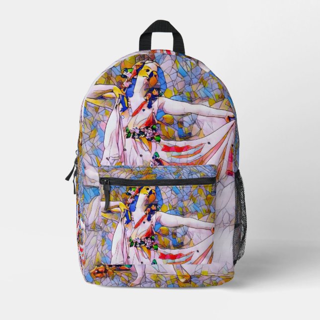 Glass Dancer in fließendem Kleid Bedruckter Rucksack (Vorderseite)