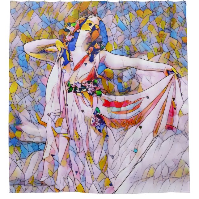 Glass Dancer in fließendem Kleid Duschvorhang (Vorderseite)