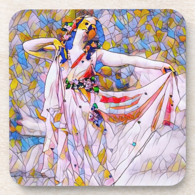 Glass Dancer in fließendem Kleid Getränkeuntersetzer (Vorderseite)